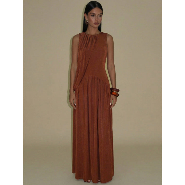 Damen Elegantes Maxikleid mit asymmetrischem Schnitt und fließendem Stoff Drune