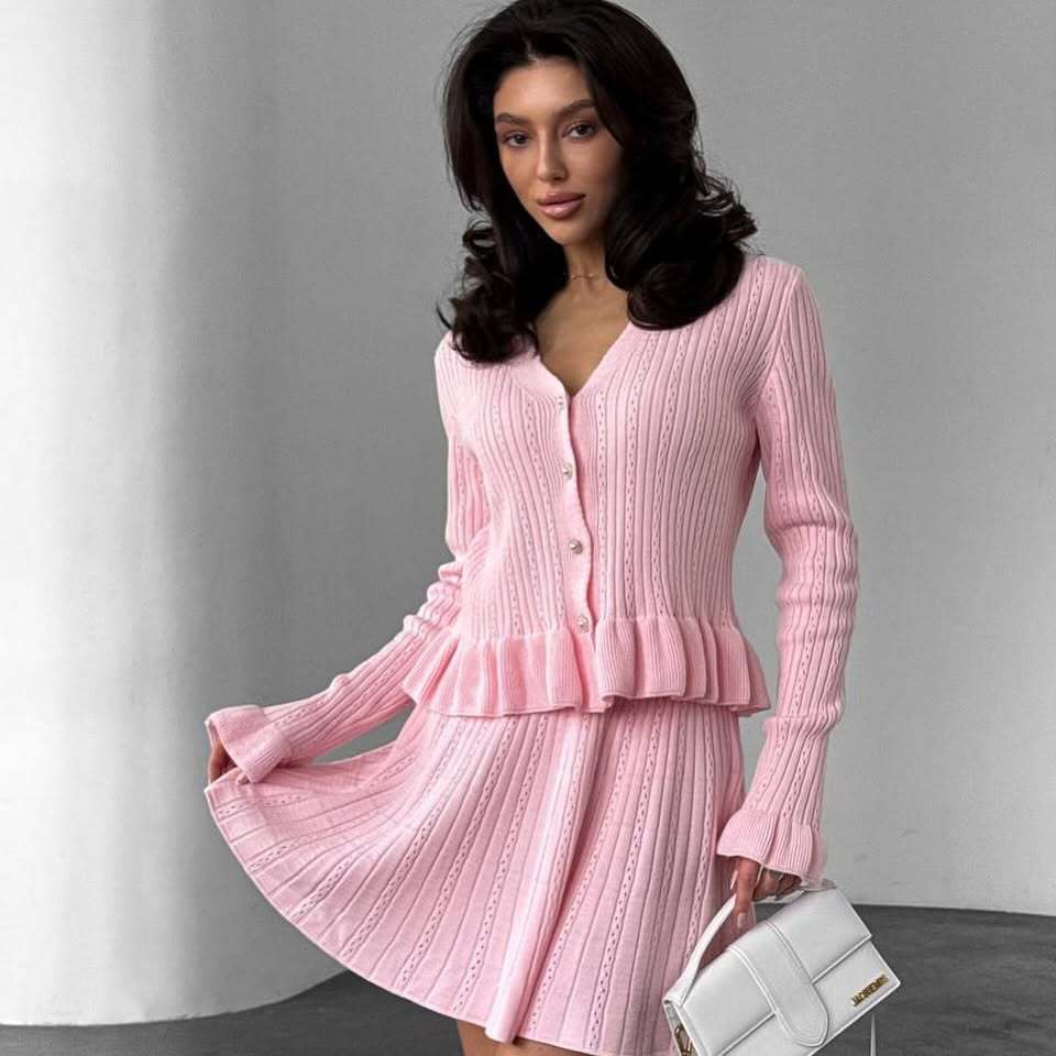 Damen lässiges Kleid mit Plissee und Peplum Drune