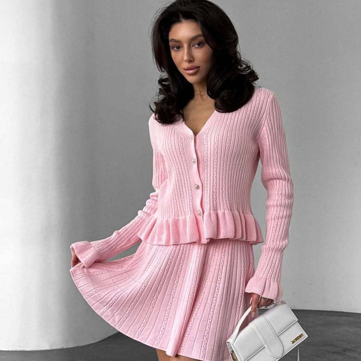 Damen lässiges Kleid mit Plissee und Peplum Drune