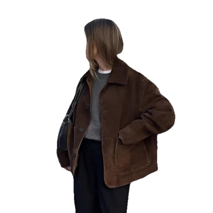 Damen Modische Jacke mit oversized Schnitt und lässigen Taschen Drune