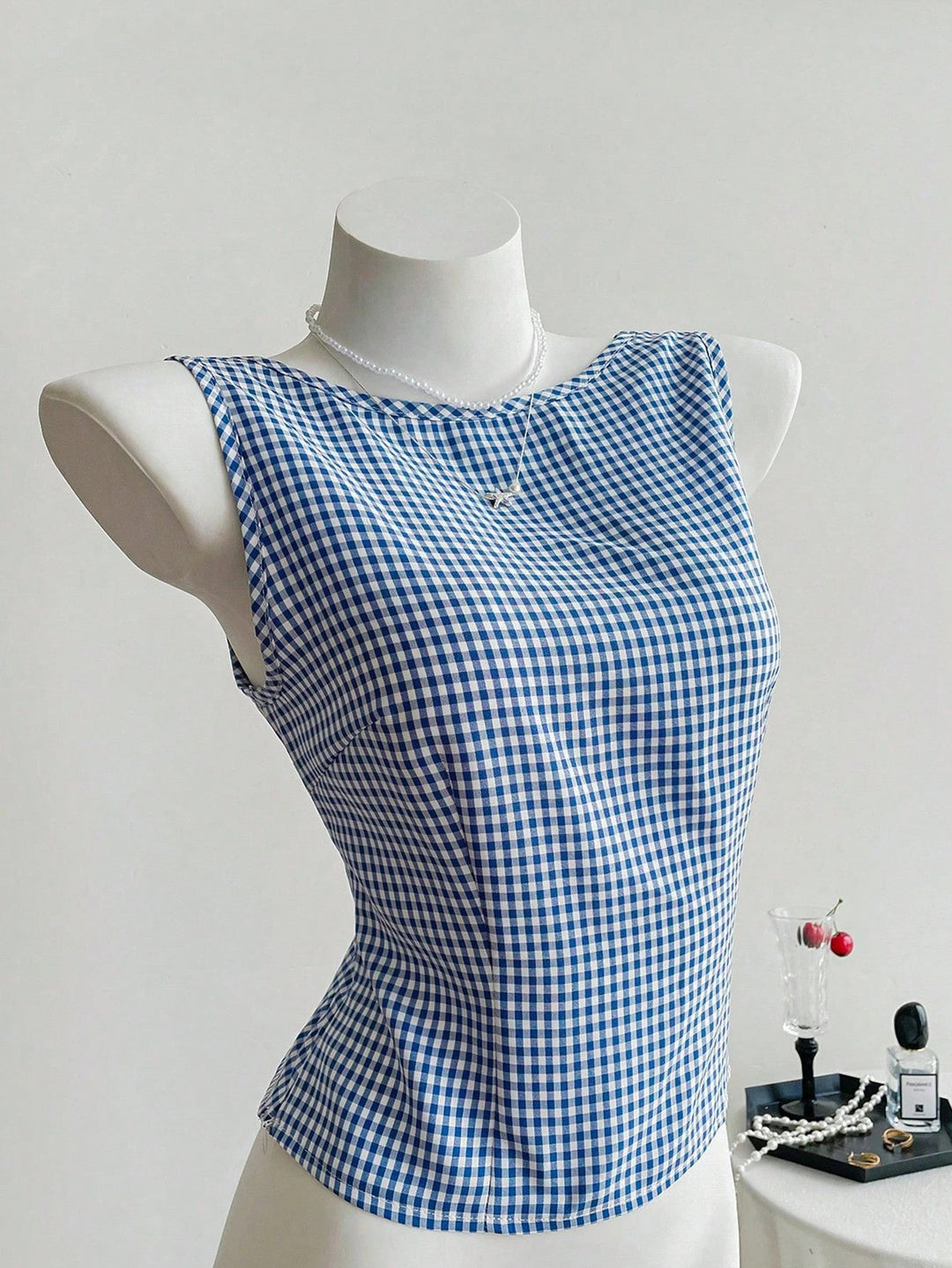 Damen ärmelloses Blusenshirt im klassischen Karomuster Drune