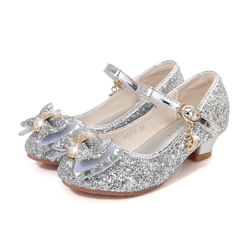 Mädchen Elegante Glitzer Ballerinas mit dekorativer Schleifen- und Strassapplikation Drune
