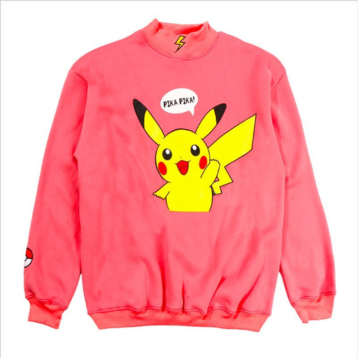 Damen Sweatshirt mit Pikachu-Motiv und hohem Kragen Drune
