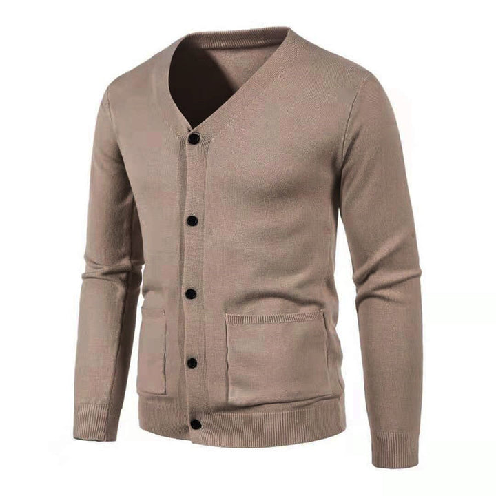 Herren nan leichte Feinstrick-Strickjacke mit V-Ausschnitt, durchgehender Knopfleiste und aufgesetzten Taschen Drune