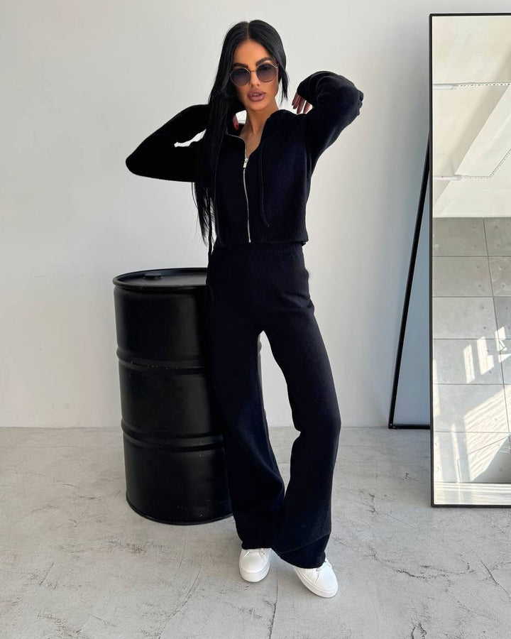 Damen Bequemer Fleece-Jumpsuit mit praktischer Kapuze und Reißverschluss Drune