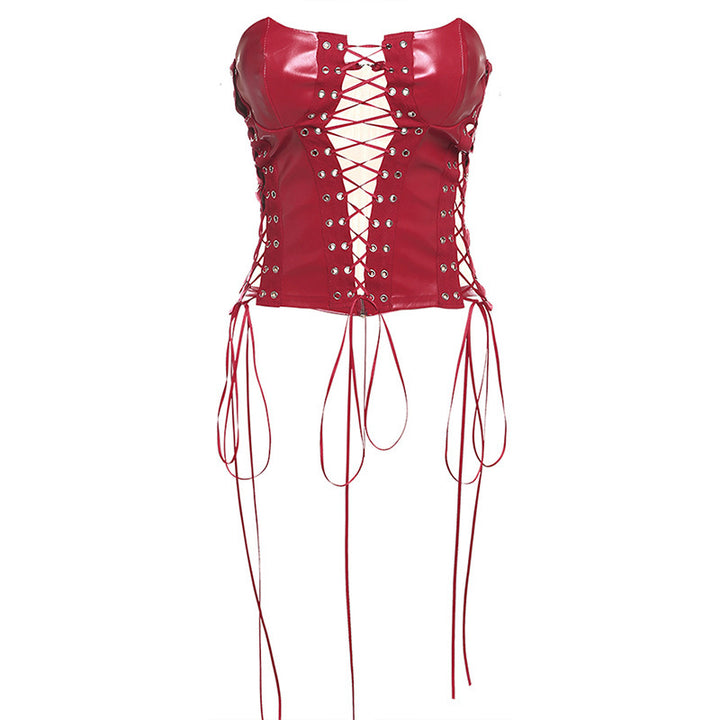 Damen Bustier-Oberteil mit aufregendem Schnürdetail und dekorativen Ösen Drune