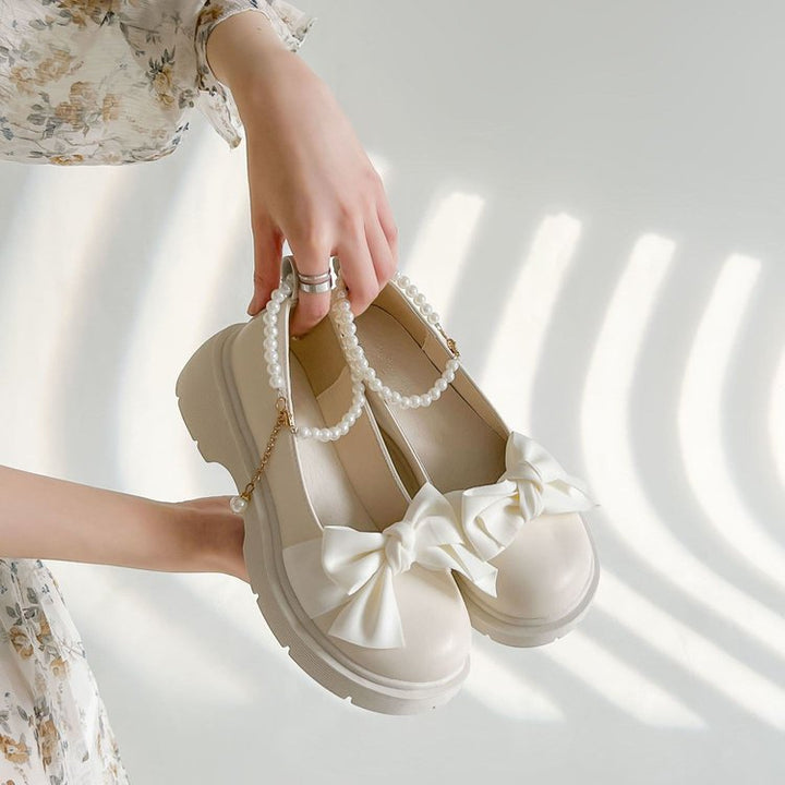 Damen Elegante Plateauschuhe mit dekorativem Schleifendetail Drune