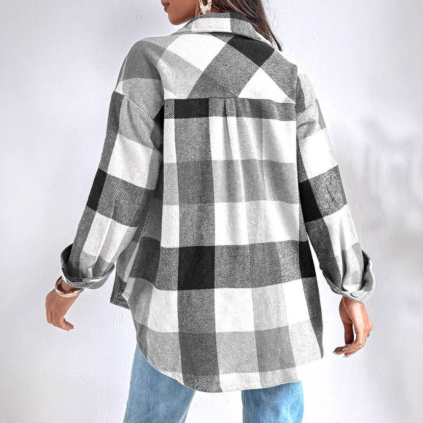 Damen Übergröße Karo-Hemdjacke Drune