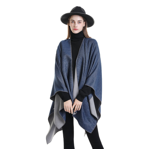 Damen Wohlfühl-Poncho aus weichem Wollmix mit elegantem Schnitt Drune