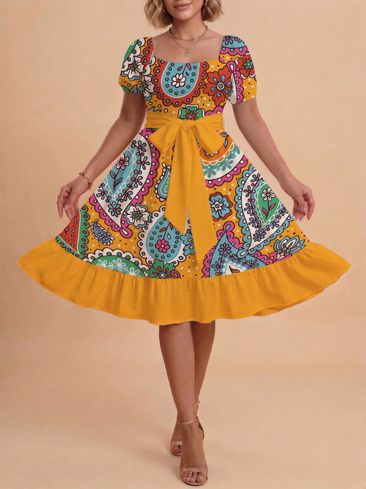 Damen Verspieltes Maxikleid mit Bärenmuster und taillierbarem Band Drune