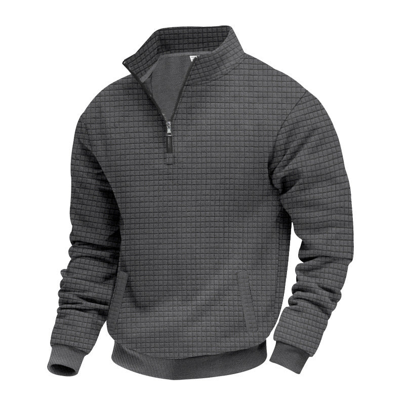 Herren Stepppullover mit halbem Reißverschluss und modernem Strukturdesign Drune