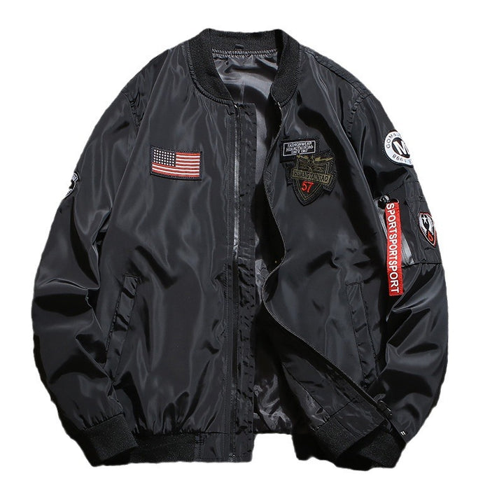 Herren nan stylische Bomberjacke mit Patch-Details und Ärmeltasche Drune