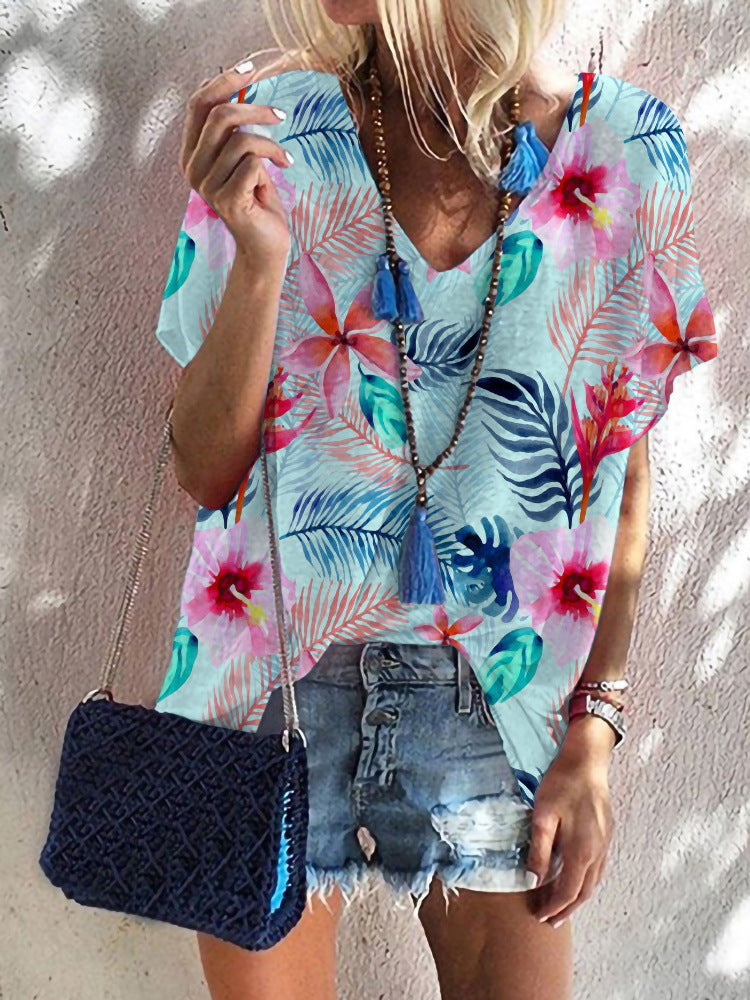 Damen Sommeroberteil mit floralem Muster Drune
