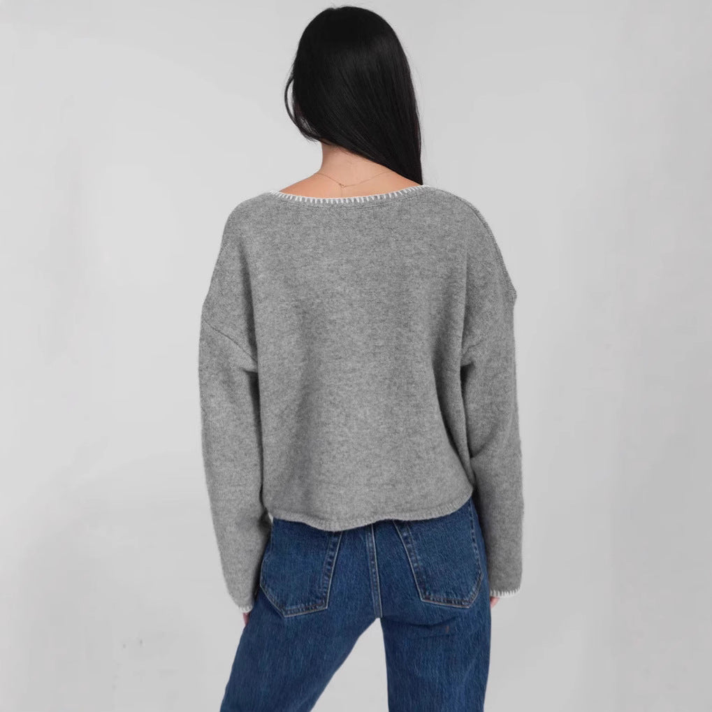 Damen lässiger Pullover mit strukturiertem Design und praktischen großen Taschen Drune