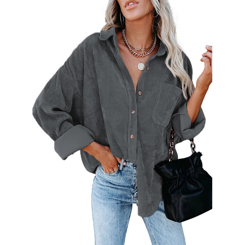 Damen lässige Cordhemdbluse Drune