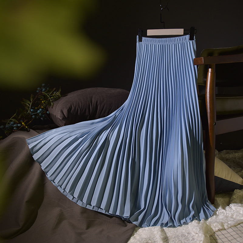 Damen Plissierter Midi-Rock mit elastischem Bund und elegantem Fall Drune