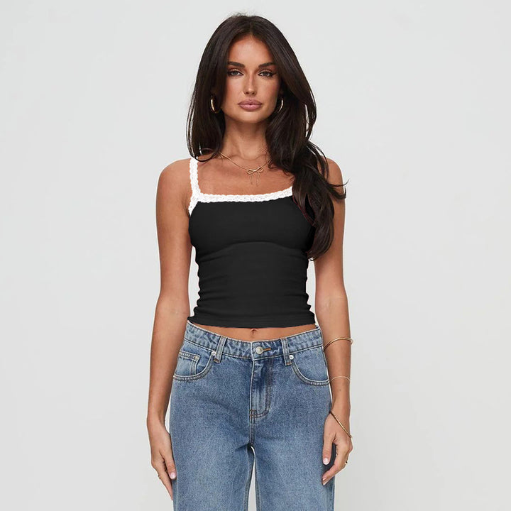 Damen Top mit Spitzenakzenten Drune