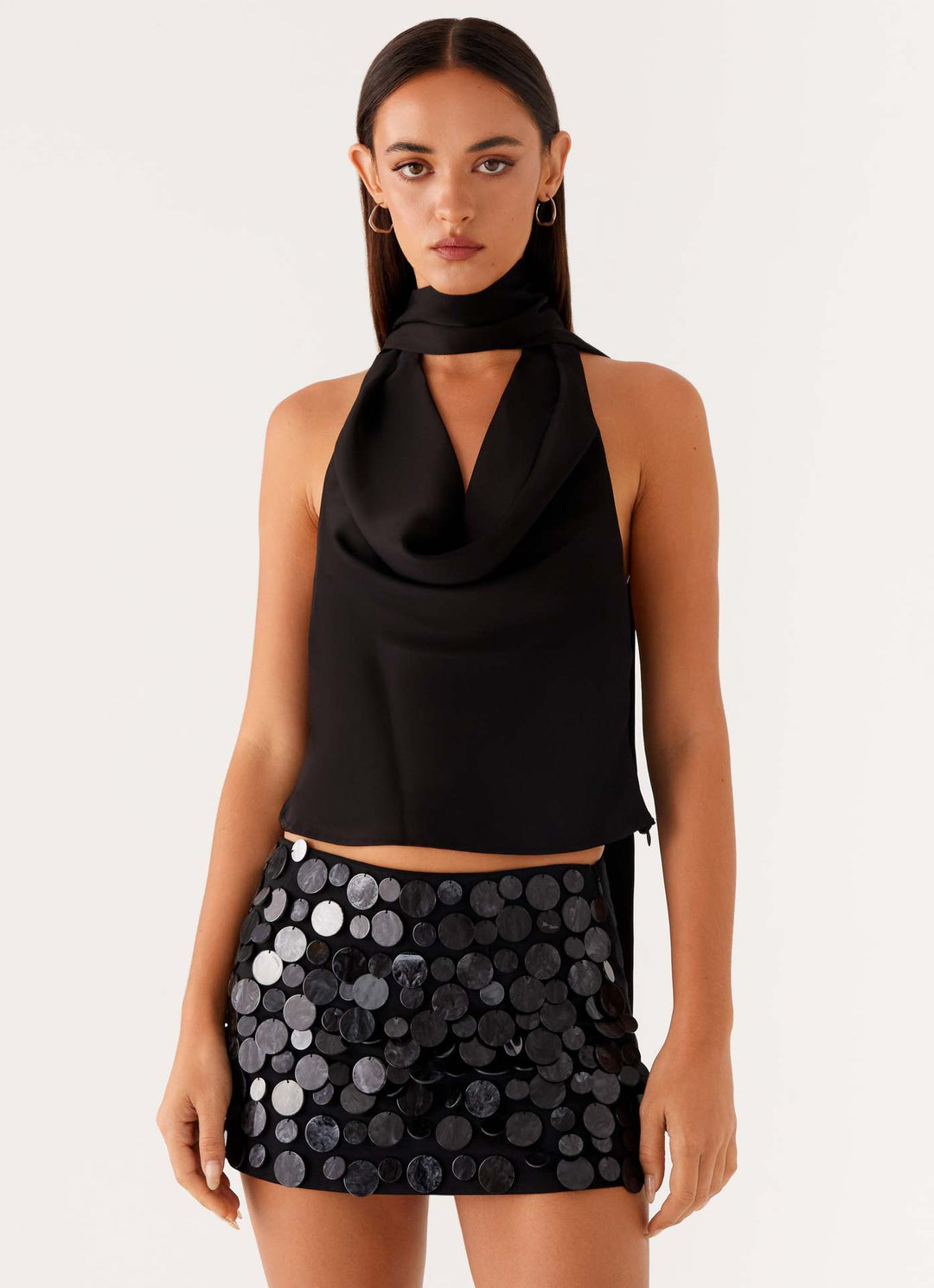 Damen elegantes Top mit tiefem V-Ausschnitt und asymmetrischem Rockdesign Drune