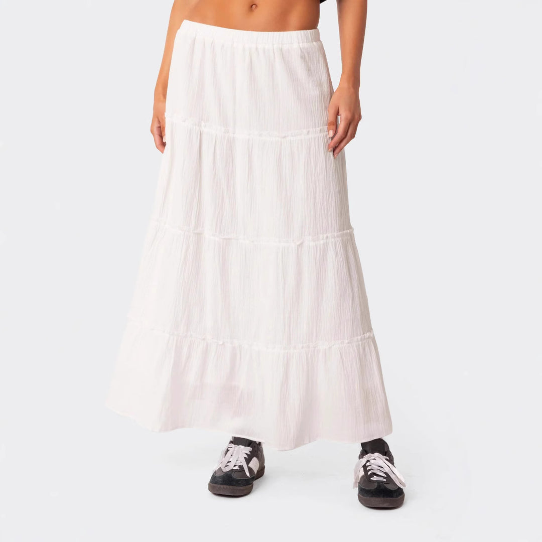 Damen luftiges Crop-Top mit bezauberndem Häkelmuster und schwingendem Saum Drune