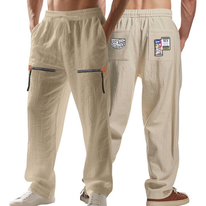 Herren lässige Cargo-Hose mit seitlichen Reißverschlusstaschen Drune
