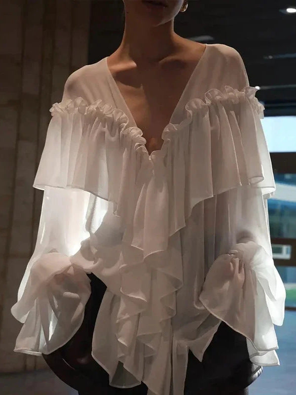 Damen Bluse mit Volants Drune