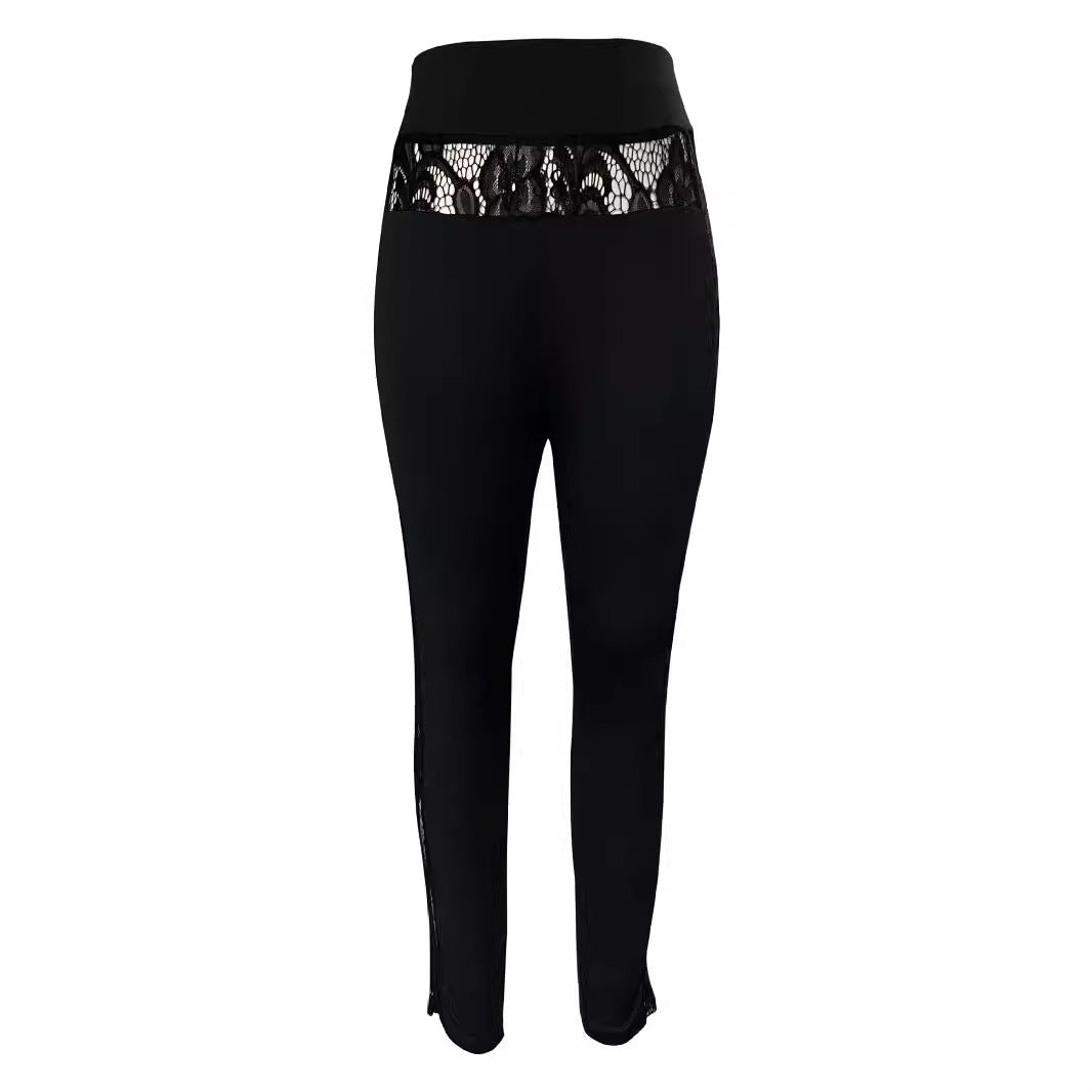 Damen sportliche Leggings mit verführerischem Spitzen-Detail Drune