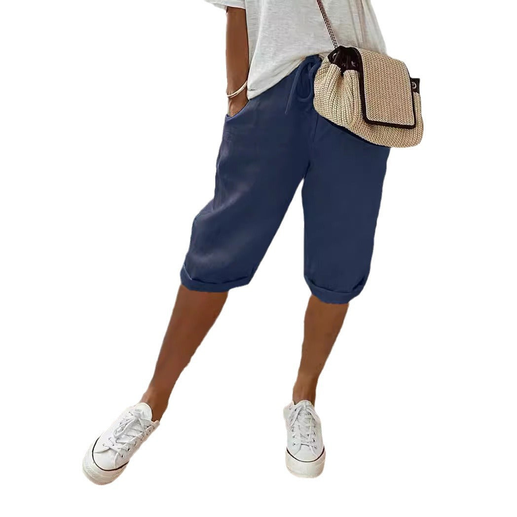 Leichte Shorts mit elastischem Bund für Damen Drune