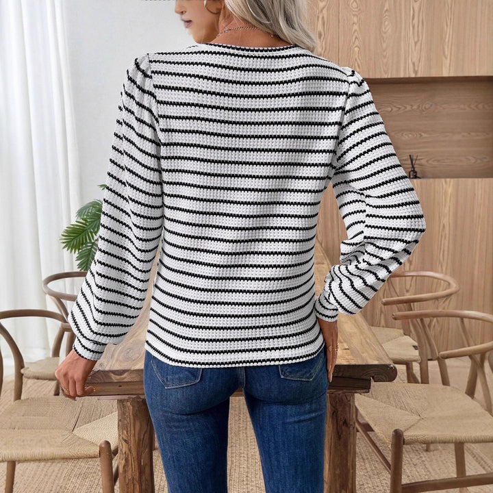 Damen luftiger Strickpullover mit Streifen Drune