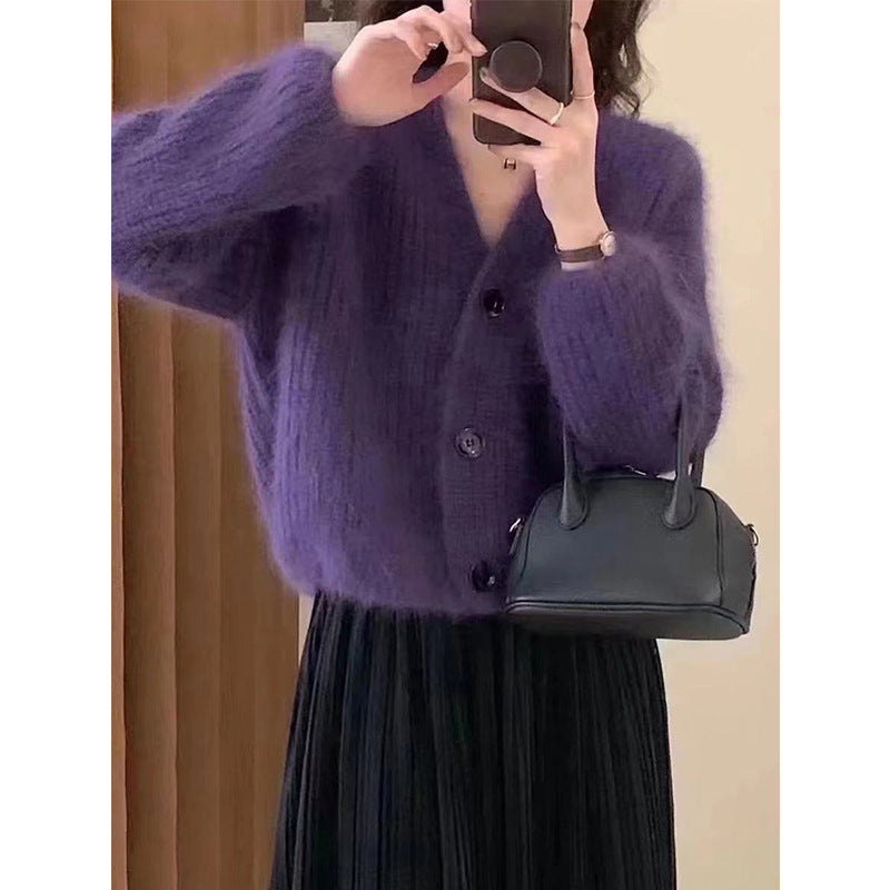 Damen Kuscheliger Strickcardigan mit großen Knöpfen Drune