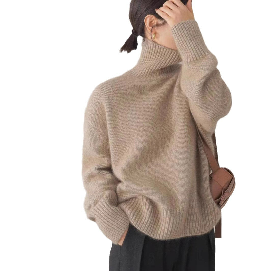 Damen Designer Rollkragenpullover aus hochwertiger Wolle Drune