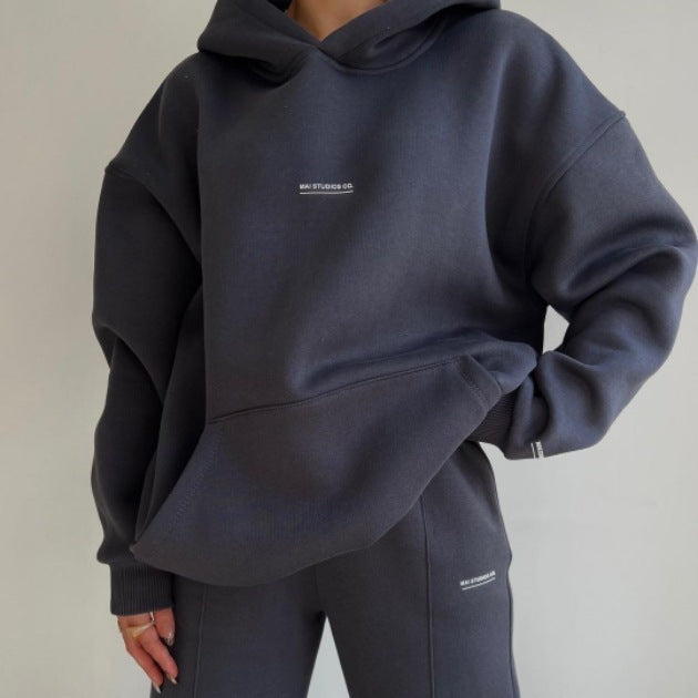 Damen lässiger oversized Kapuzenpullover mit praktischer Kängurutasche Drune