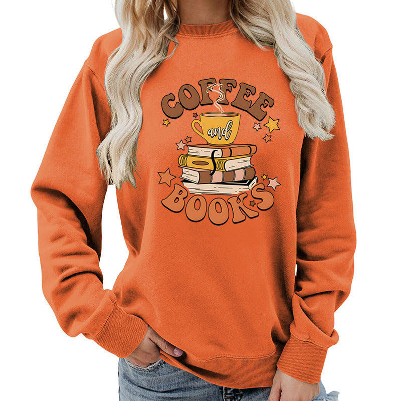 Damen Sweatshirt mit kreativem Kaffeebuch-Design Drune