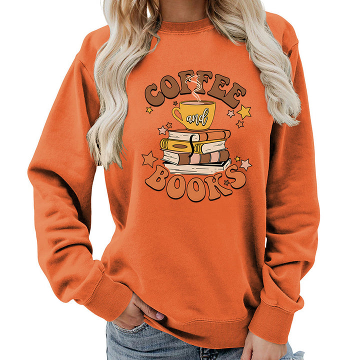 Damen Sweatshirt mit kreativem Kaffeebuch-Design Drune