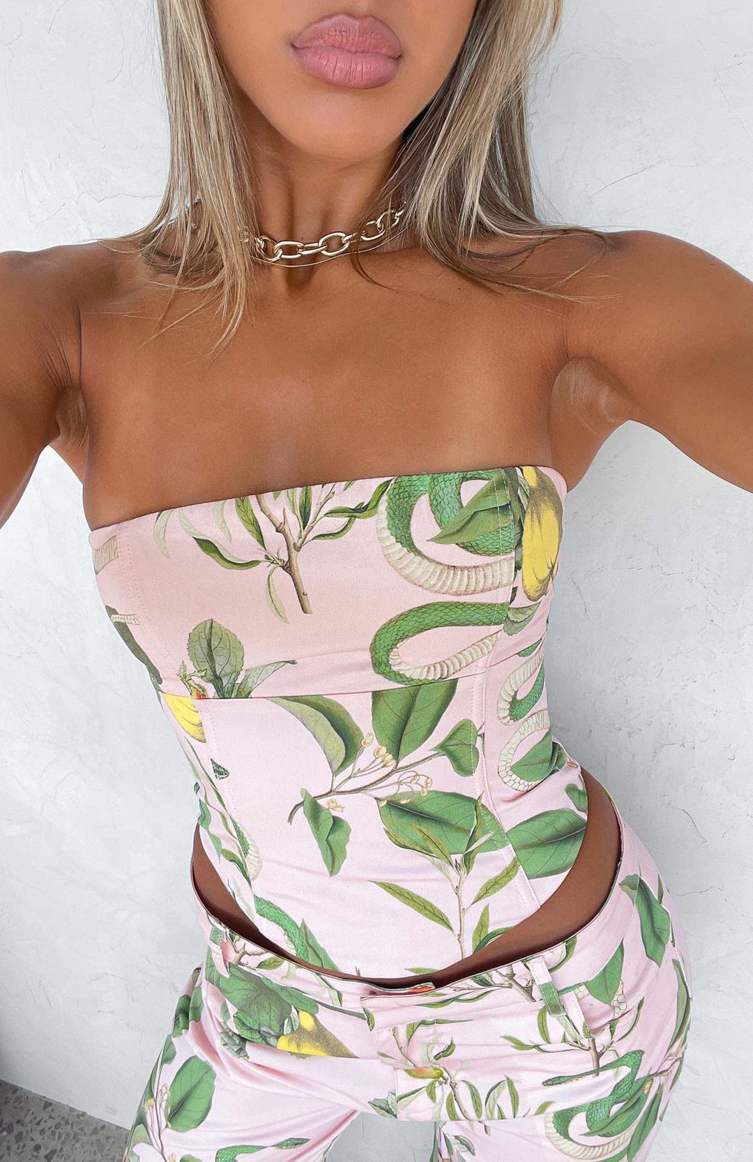 Damen Bustier-Top mit floralem Design und figurbetontem Schnitt Drune