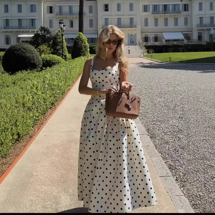 Damen Polka-Dot Cocktailkleid mit raffiniertem Rock Drune