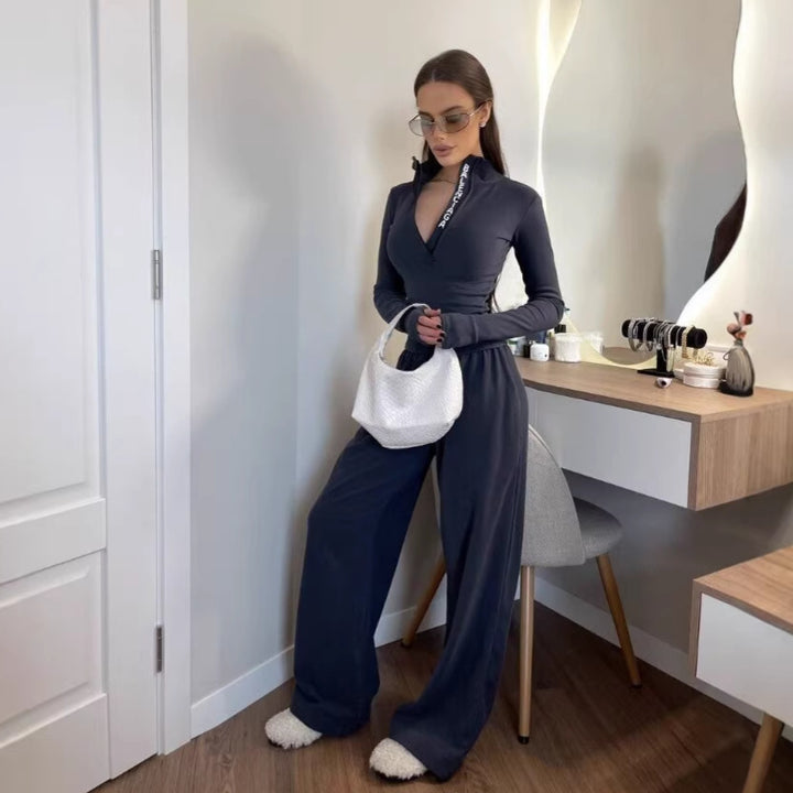 Damen Sportanzug mit modischem Zipper und langem Arm Drune