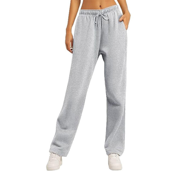 Damen nan hochwertige Relax-Hose mit hoher Taille, geradem Bein und integrierten Eingrifftaschen Drune
