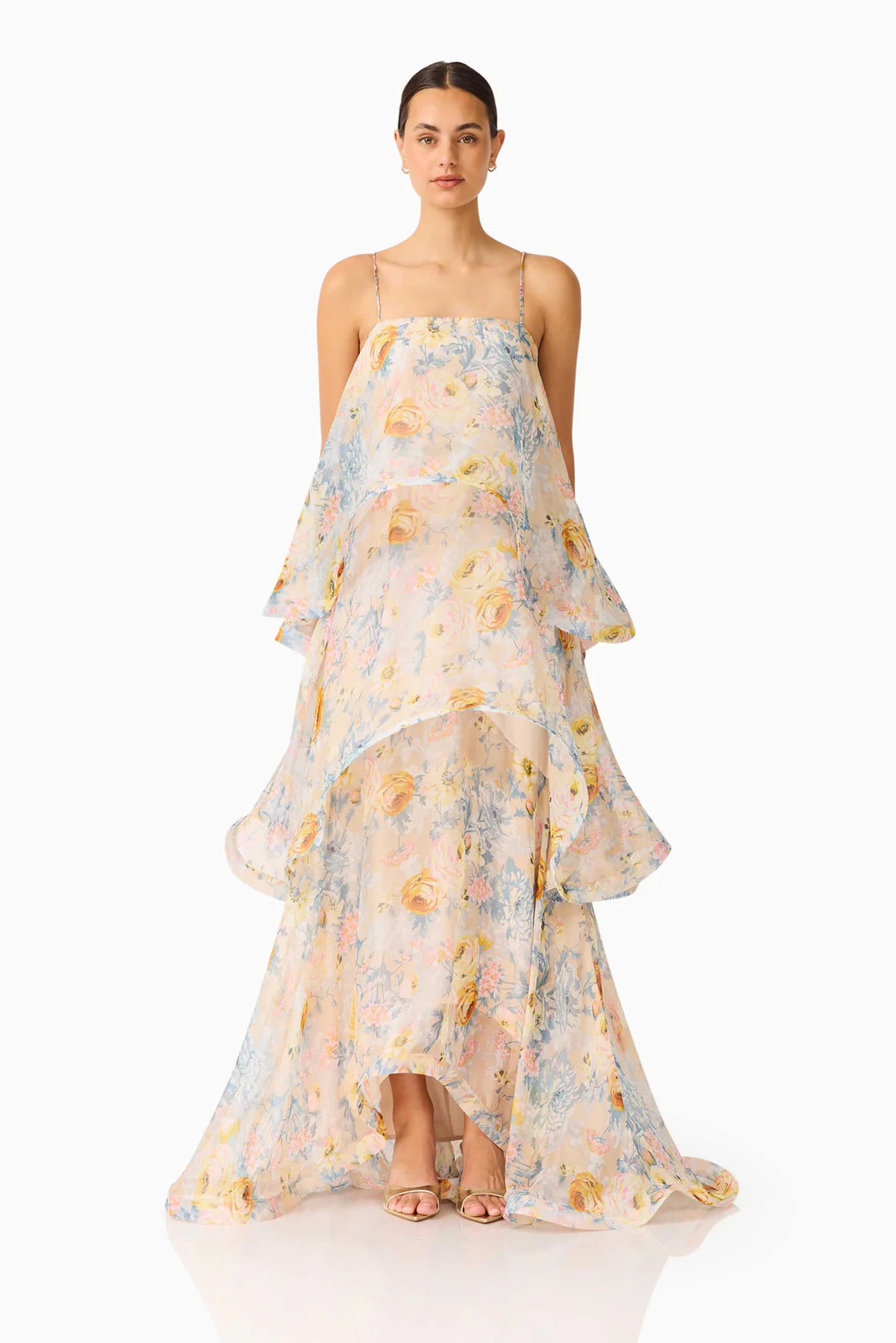 Damen Maxi Kleid mit Volant-details Drune