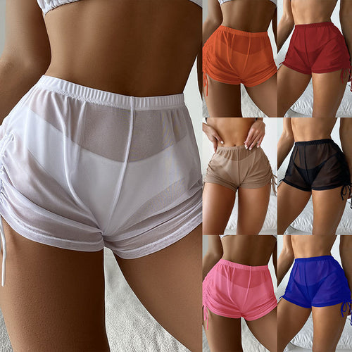 Damen Sportliche Badeshorts mit verstellbarem Rüschendetail Drune