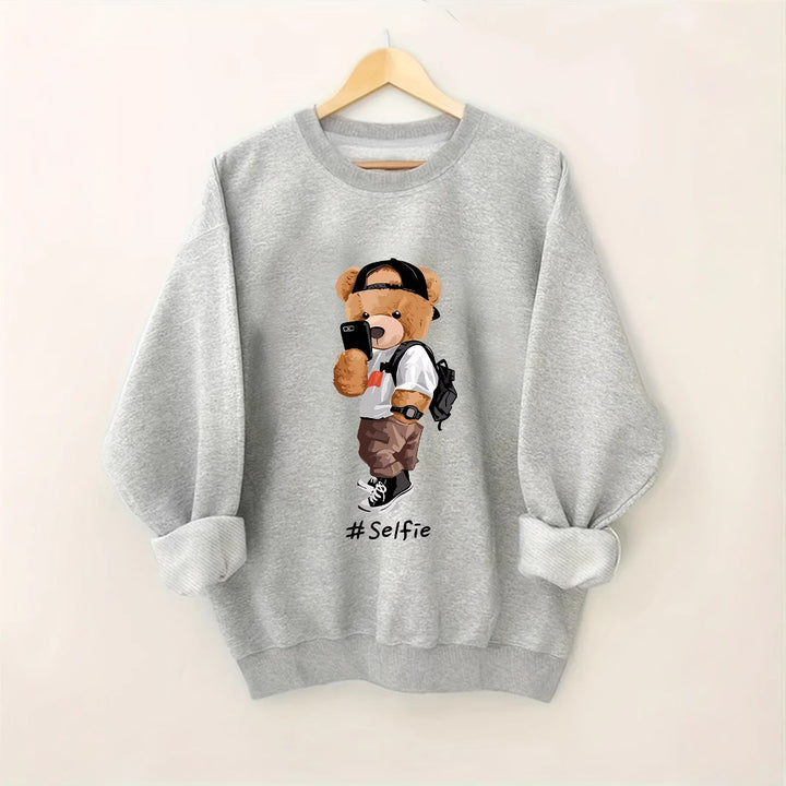 Damen Sweatshirt mit künstlerischem Bärendesign und lässigem Schnitt Drune