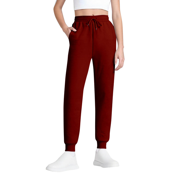 Damen nan schlanke hochgeschnittene Jogginghose mit Tunnelzug, Eingrifftaschen und Bündchen Drune