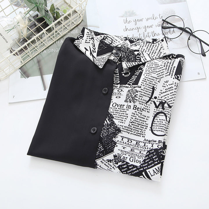Damen Modische Bluse mit kreativem Druck Drune