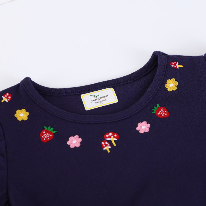 Mädchen Freizeitkleid mit buntem Einhorn-Design und floralen Applikationen Drune