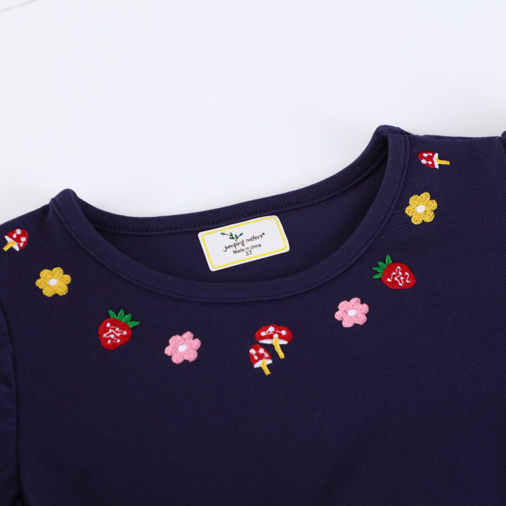 Mädchen Freizeitkleid mit buntem Einhorn-Design und floralen Applikationen Drune