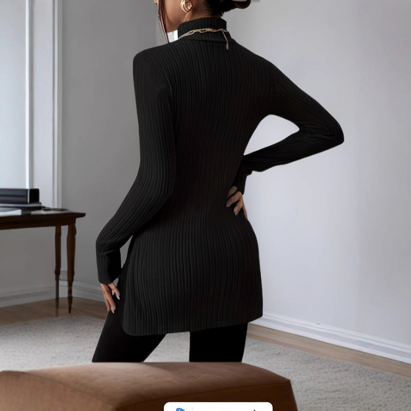 Damen Modischer Rollkragenpullover mit angesagter Rippstruktur Drune