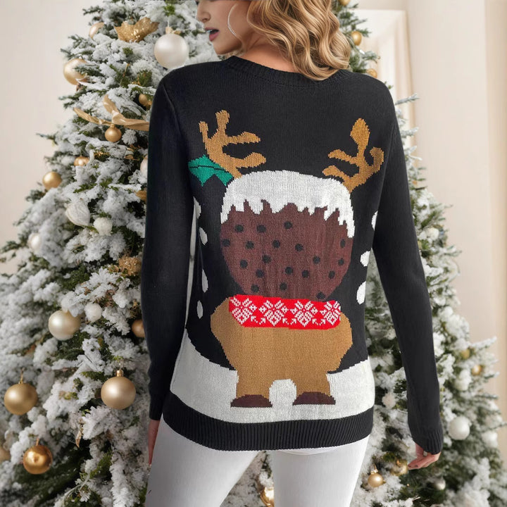 Damen Weihnachtspullover mit festlichem Rentiermotiv und hochwertiger Strickqualität Drune