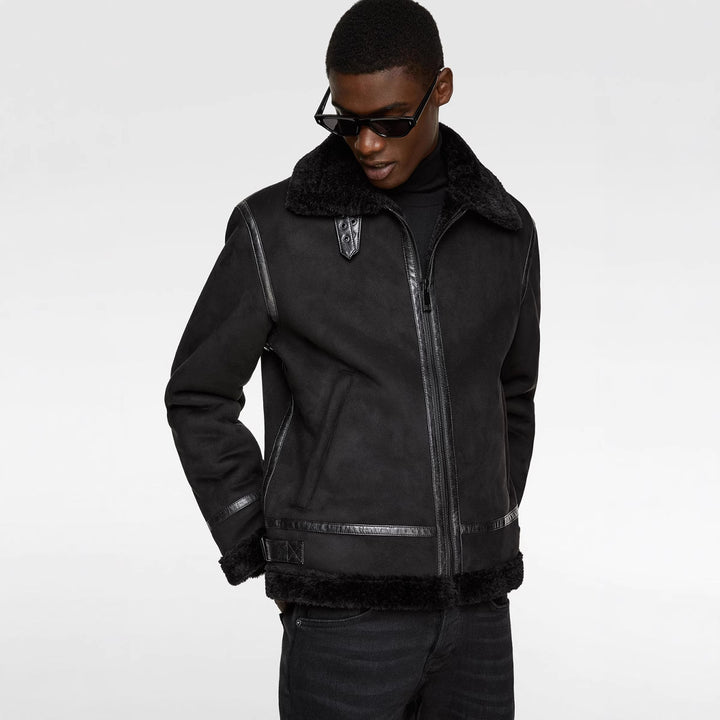 Damen lässige Shearlingjacke mit hochwertigem Obermaterial und komfortablem Innenfutter Drune
