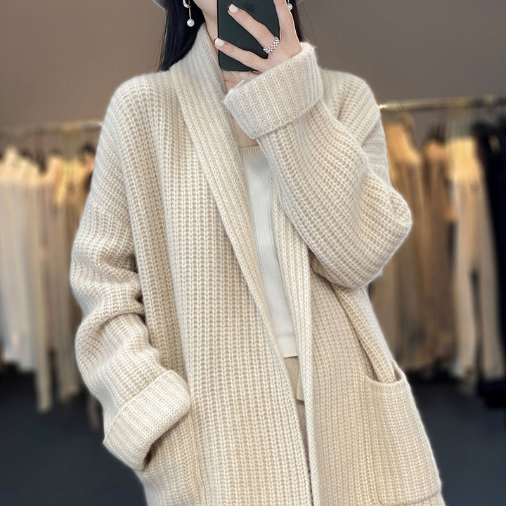 Damen Gemütlicher Strickcardigan mit tiefen Taschen Drune