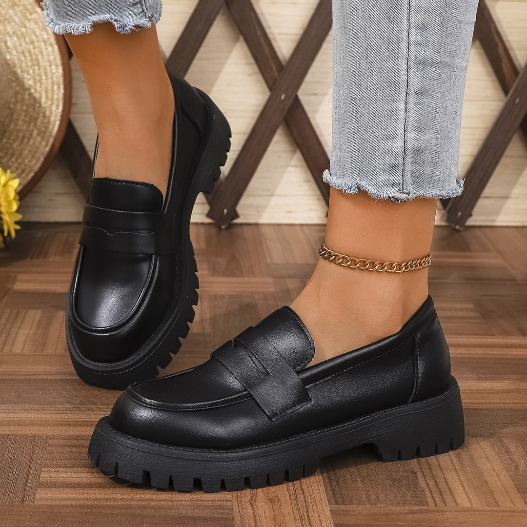Damen Chunky Loafers im modernen Stil mit rutschfester Profilsohle Drune