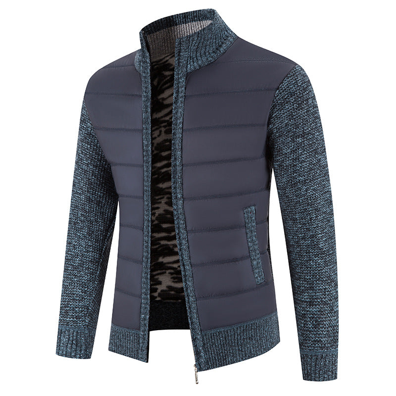Herren nan Hybrid-Strick-Steppjacke mit wattierter Front, ergonomischen Strickärmeln und hohem Stehkragen Drune